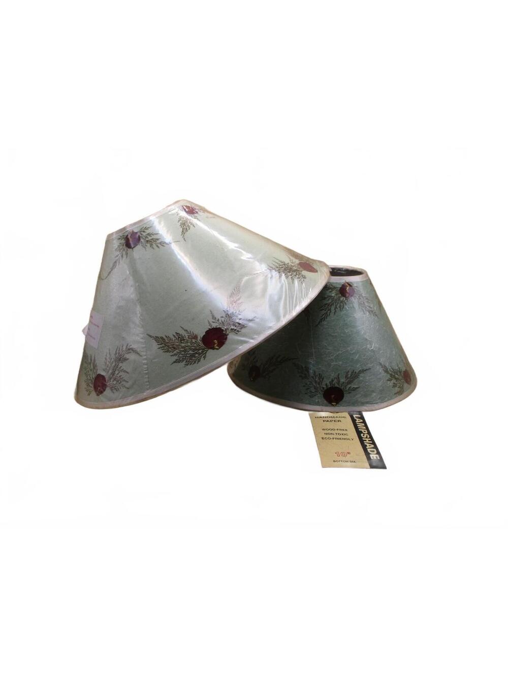 New 2pc Handmade Paper Lampshades Floral Pinecone Vintage Parchment Lamp Shades